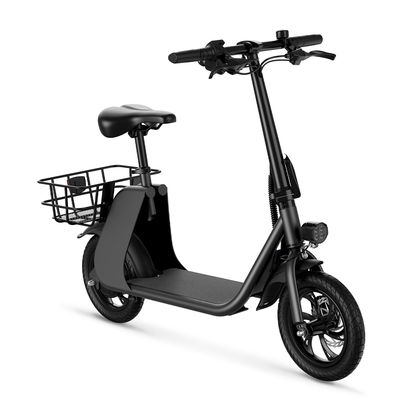 WINDHORSE E Scooter for Adults, Foldable Electric Scooter with Seat & Carry Basket, E Scooter with 450W Motor, 36V 8AH 15.5MPH 20 Miles Commuter E-Scooter, 12.5" Tires Urban E Scooter, Black