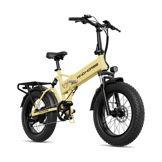 WINDHORSE Electric Bike for Adults, 48V 13AH Foldable eBike with 750W Motor, 20MPH 50 Mile Range, Shimano 7-Gears, NFC Power ON/OFF Commuter E-bike, 20" Fat Tires Beach Cruiser Bike, Marengo W0