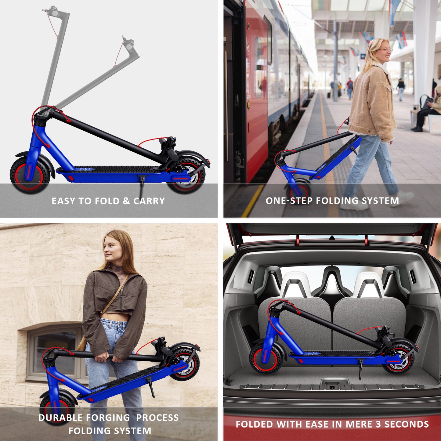WINDHORSE Electric Scooter, 350W Motor Electric KickScooter, 15-20 Miles Range & 15.5 MPH Foldable Electric Scooter, 8.5" Solid Tire Cruise Control Disk Brake Commuter E-Scooter for Adults, T1