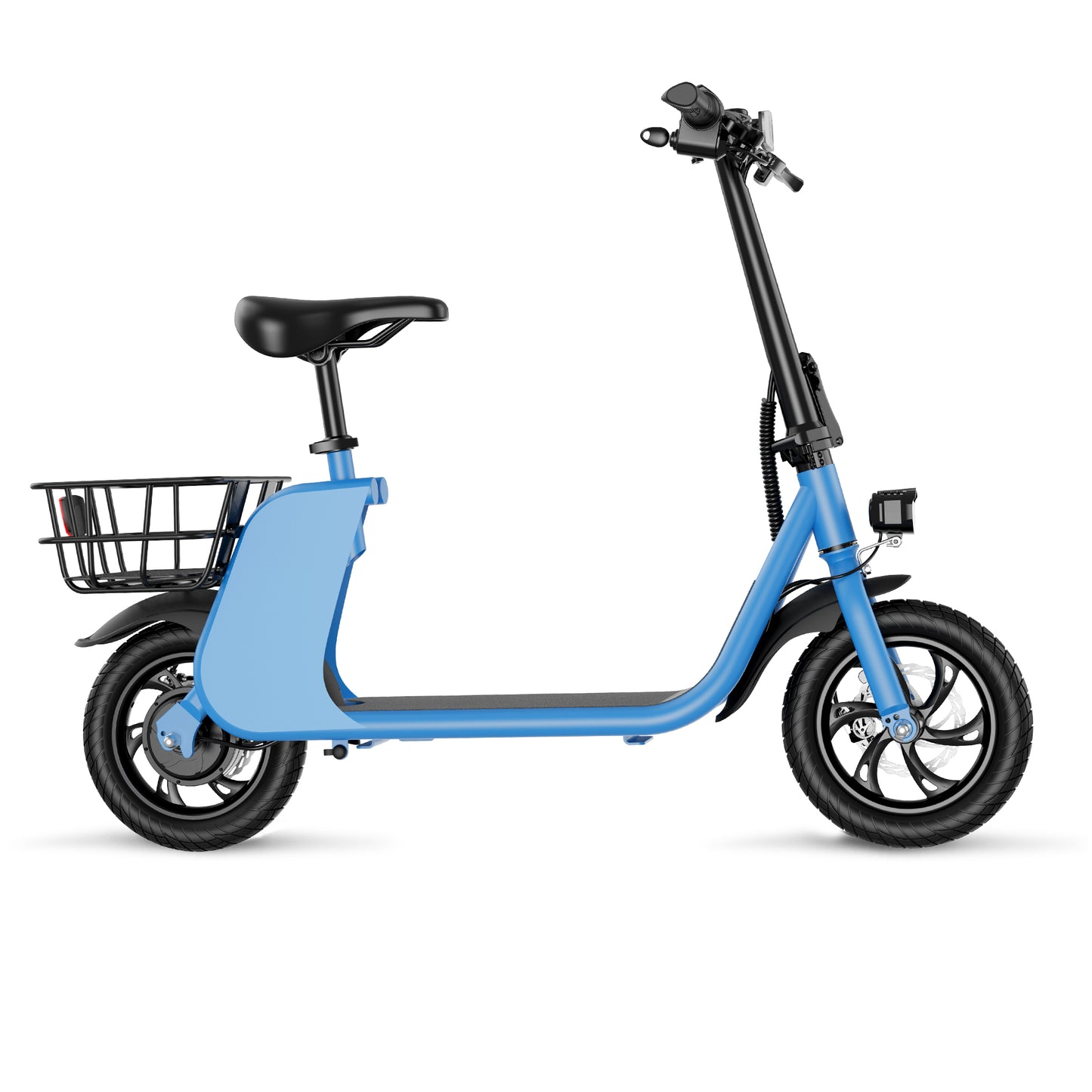 WINDHORSE E Scooter para adultos, Scooter eléctrico plegable con asiento y cesta de transporte, E Scooter con motor de 450 W, 36 V 8 AH 15.5 MPH 20 millas Commuter E-Scooter, neumáticos de 12,5 pulgadas Urban E Scooter, negro