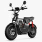 Black electric bike with tool compartment on a white background