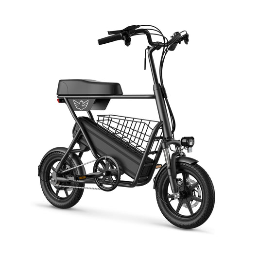 WINDHORSE E-Bike para adultos, bicicleta eléctrica con motor de 350 W, bicicleta eléctrica de cercanías de 25 millas y 15,5 MPH, bicicleta de nieve con neumáticos gruesos de 36 V 10 AH y 14 ", bicicleta eléctrica urbana de suspensión total, carabina C18