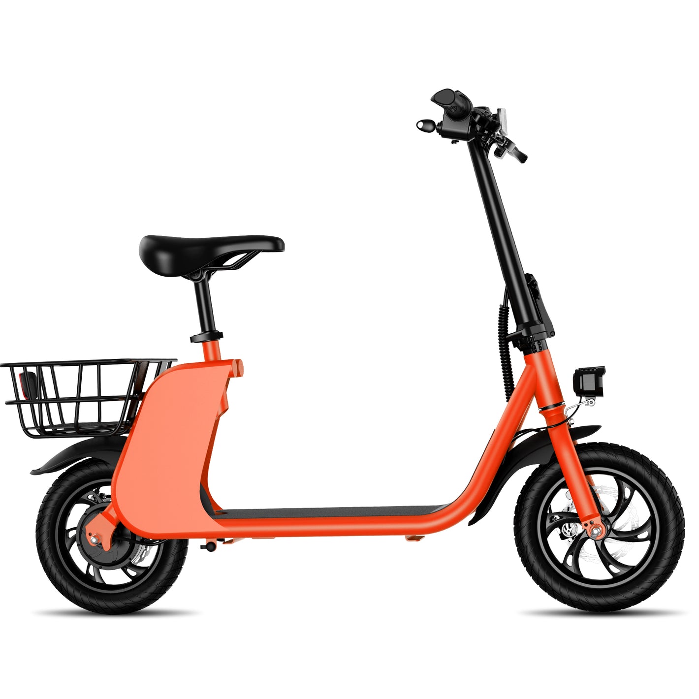 WINDHORSE E Scooter para adultos, Scooter eléctrico plegable con asiento y cesta de transporte, E Scooter con motor de 450 W, 36 V 8 AH 15.5 MPH 20 millas Commuter E-Scooter, neumáticos de 12,5 pulgadas Urban E Scooter, negro