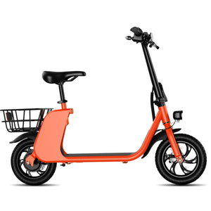 WINDHORSE E Scooter para adultos, Scooter eléctrico plegable con asiento y cesta de transporte, E Scooter con motor de 450 W, 36 V 8 AH 15.5 MPH 20 millas Commuter E-Scooter, neumáticos de 12,5 pulgadas Urban E Scooter, negro