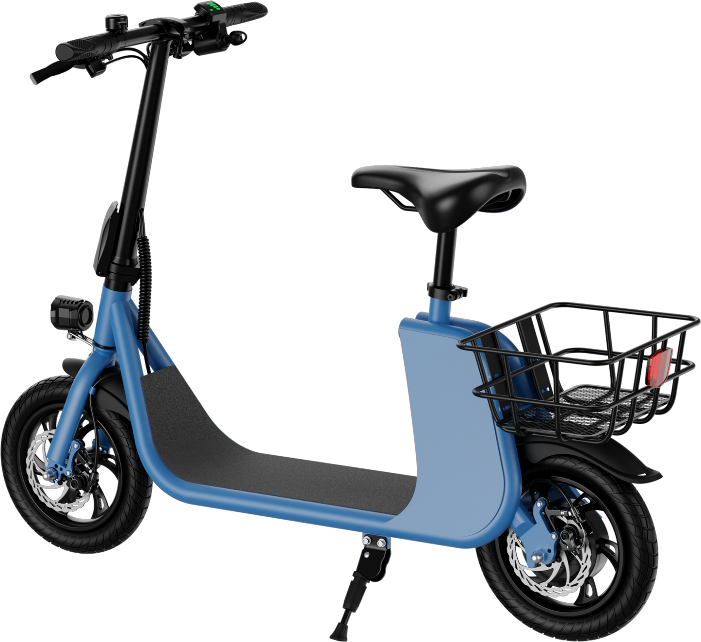 WINDHORSE E Scooter para adultos, Scooter eléctrico plegable con asiento y cesta de transporte, E Scooter con motor de 450 W, 36 V 8 AH 15.5 MPH 20 millas Commuter E-Scooter, neumáticos de 12,5 pulgadas Urban E Scooter, negro