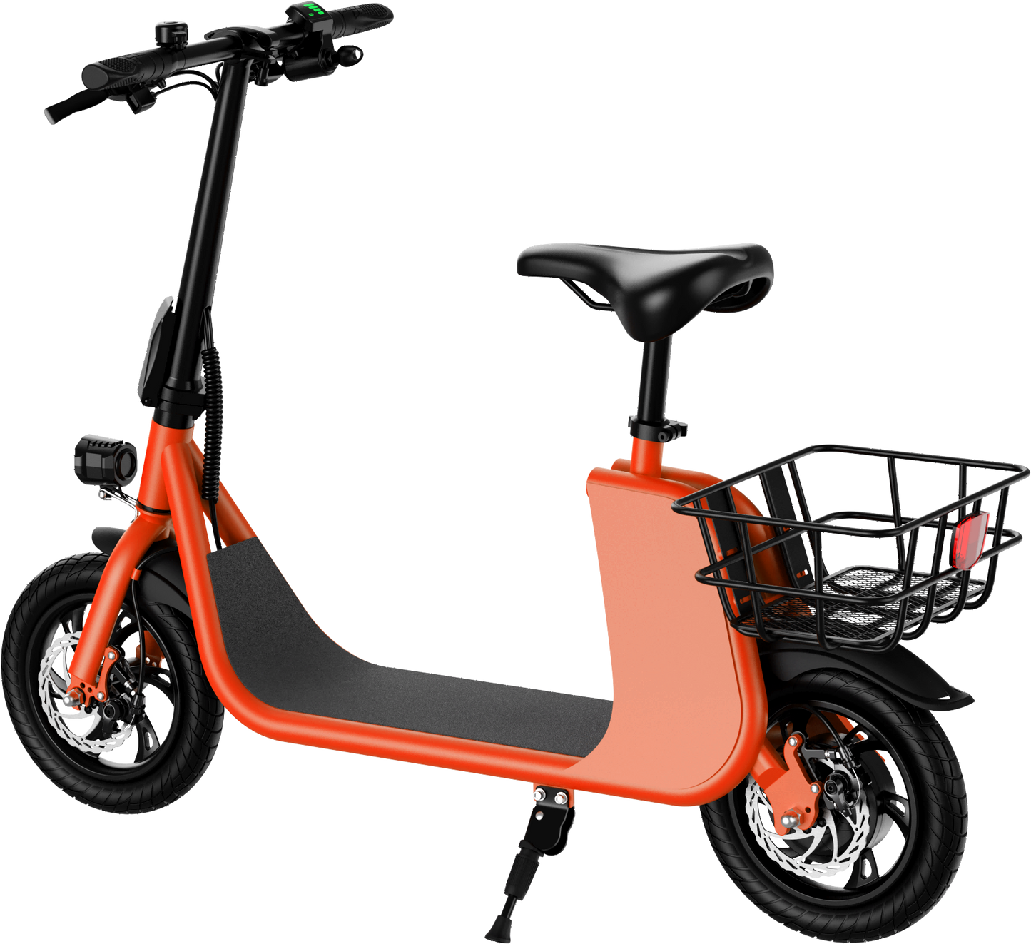 WINDHORSE E Scooter para adultos, Scooter eléctrico plegable con asiento y cesta de transporte, E Scooter con motor de 450 W, 36 V 8 AH 15.5 MPH 20 millas Commuter E-Scooter, neumáticos de 12,5 pulgadas Urban E Scooter, negro