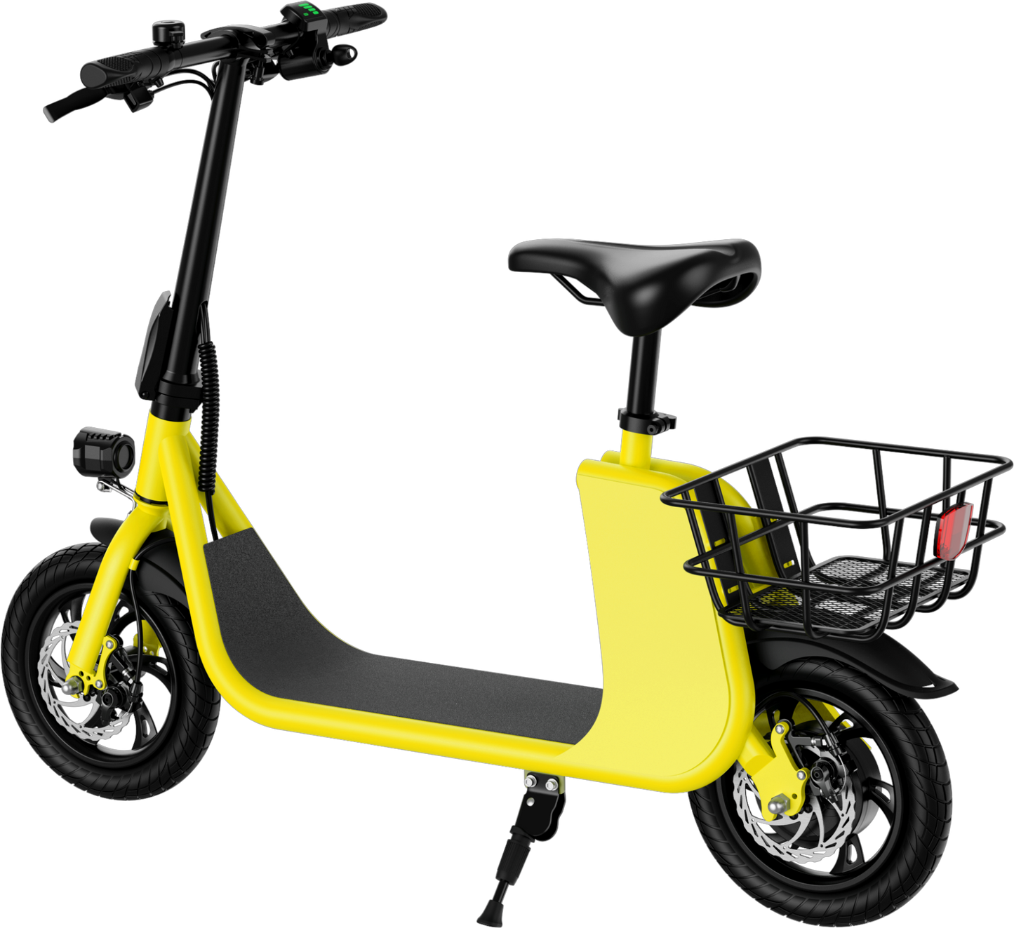 WINDHORSE E Scooter para adultos, Scooter eléctrico plegable con asiento y cesta de transporte, E Scooter con motor de 450 W, 36 V 8 AH 15.5 MPH 20 millas Commuter E-Scooter, neumáticos de 12,5 pulgadas Urban E Scooter, negro