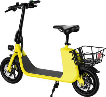 WINDHORSE E Scooter para adultos, Scooter eléctrico plegable con asiento y cesta de transporte, E Scooter con motor de 450 W, 36 V 8 AH 15.5 MPH 20 millas Commuter E-Scooter, neumáticos de 12,5 pulgadas Urban E Scooter, negro