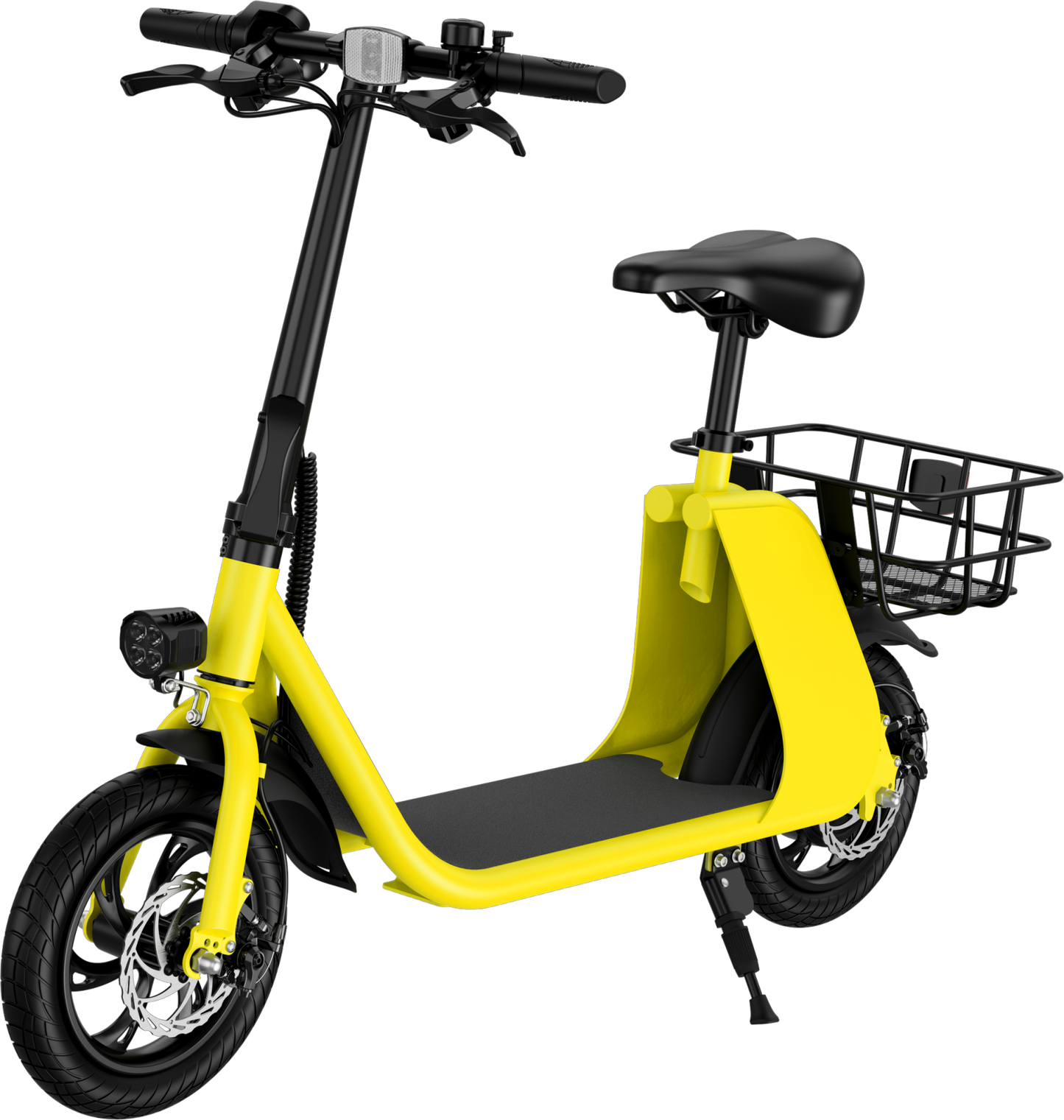 WINDHORSE E Scooter para adultos, Scooter eléctrico plegable con asiento y cesta de transporte, E Scooter con motor de 450 W, 36 V 8 AH 15.5 MPH 20 millas Commuter E-Scooter, neumáticos de 12,5 pulgadas Urban E Scooter, negro