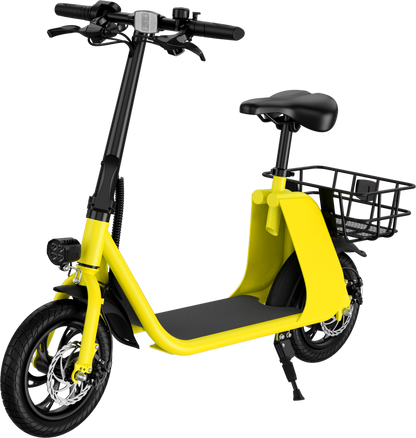 WINDHORSE E Scooter para adultos, Scooter eléctrico plegable con asiento y cesta de transporte, E Scooter con motor de 450 W, 36 V 8 AH 15.5 MPH 20 millas Commuter E-Scooter, neumáticos de 12,5 pulgadas Urban E Scooter, negro