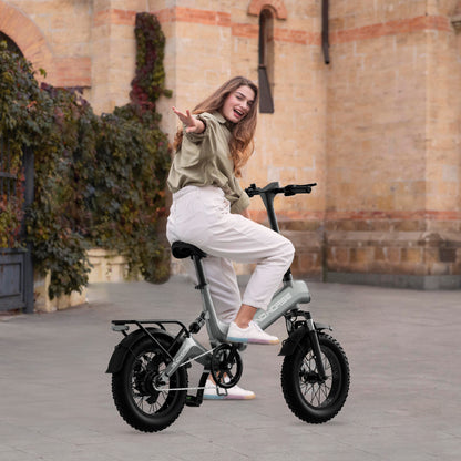 WINDHORSE Bicicleta eléctrica para adultos, bicicleta eléctrica inteligente con motor de 350 W, bicicleta eléctrica plegable de 30 millas y 20 mph, bicicleta de crucero de playa con neumáticos gruesos de 36 V 10 AH y 16 ", ola W1